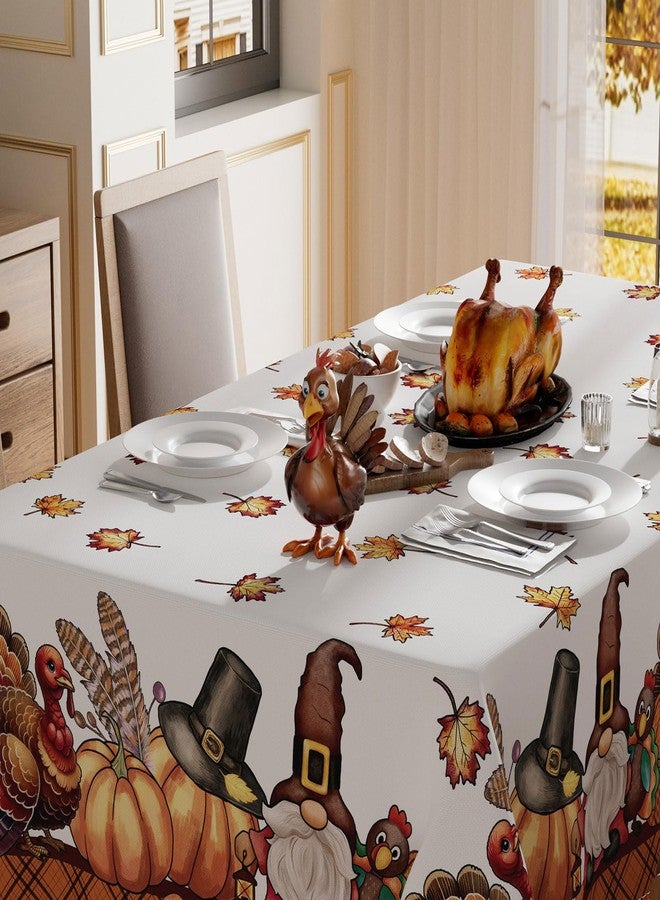 XCHI Turkey Gnomes Thanksgiving Fall Tablecloth Rectangle Washable Table Covers for Indoor Outdoor Dining Home Party Decorations Table Cloth 60x84 Inch - Image 3